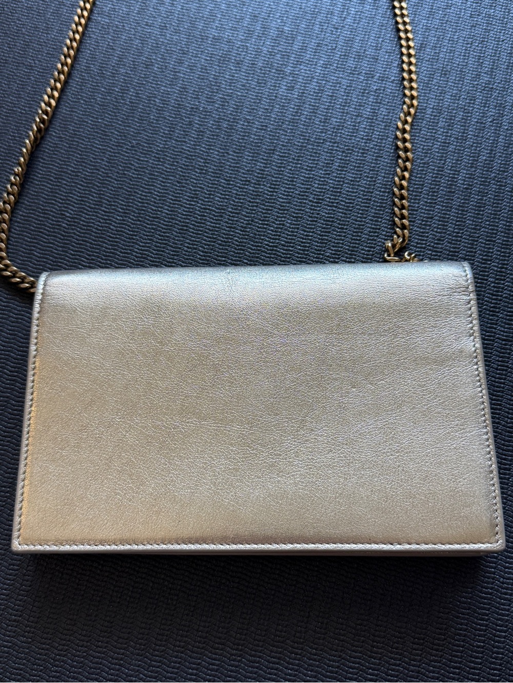 Saint Laurent Metallic Gold Leather Envelope Crossbody with Gold Chain - Picture 4 of 11
